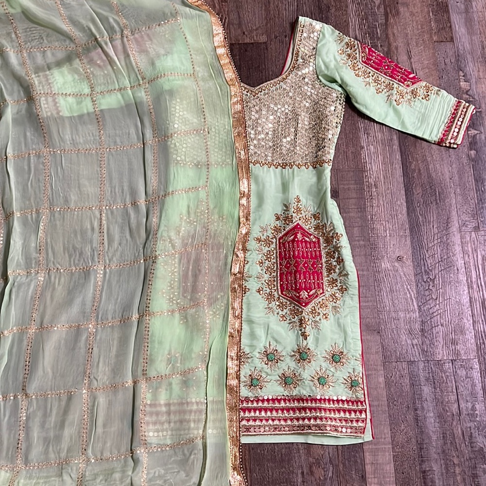 Mint Green Embroidered Indian top